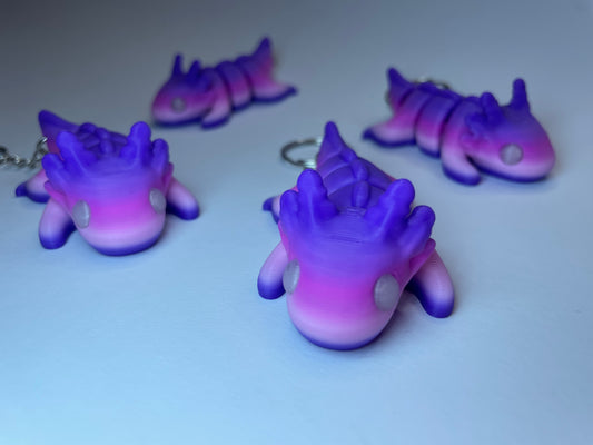 Beweglicher Axolotl-Schlüsselanhänger, 3D-Druck PLA, detailreiches Design von 3DruckAS.