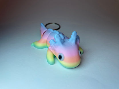 3D-gedruckter Flexi-Axolotl Stella als Figur für Schlüsselbund oder Sammlung