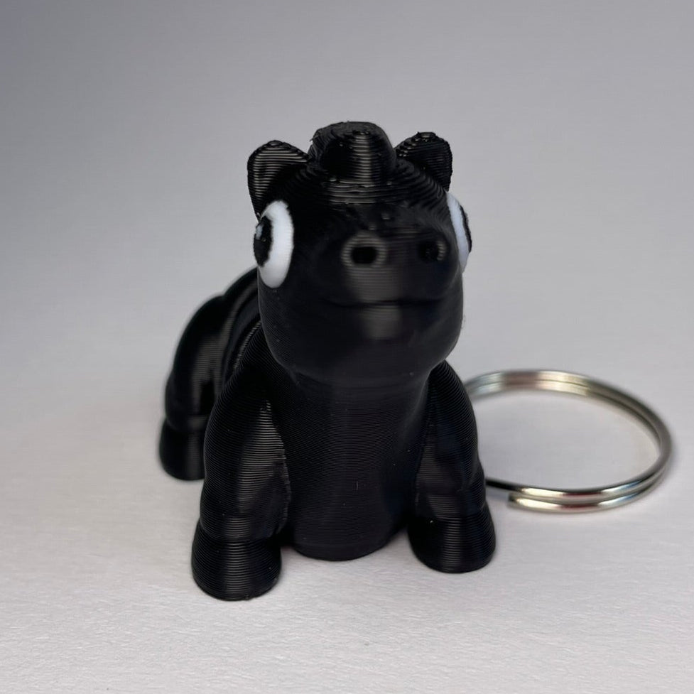 Beweglicher 3D-Schlüsselanhänger Pferd Fernando in Schwarz