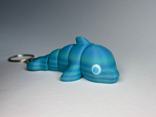 Finn der blaue Flexi-Delfin – 3D-gedruckter Schlüsselanhänger aus PLA von 3DruckAS
