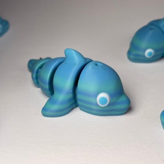 Flexi-Tierfigur Delfin Finn – Schlüsselanhänger in Blau aus PLA von 3DruckAS