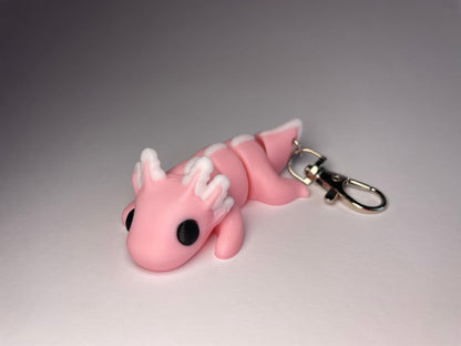 Beweglicher Axolotl Rosalie mit weißen Kiemen aus PLA