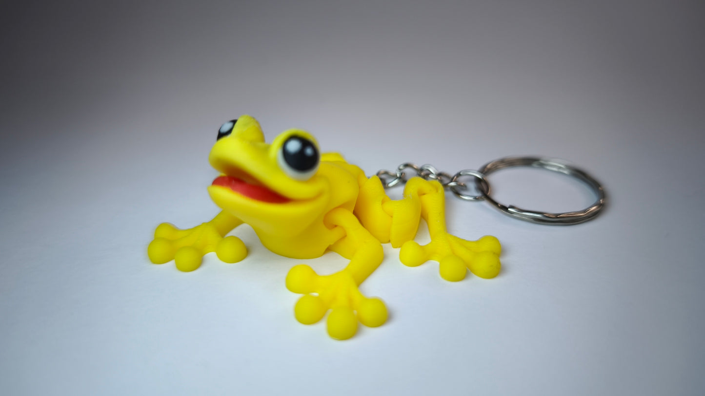 Franz der Flexi-Frosch – gelber Schlüsselanhänger als Geschenk oder Sammlerstück