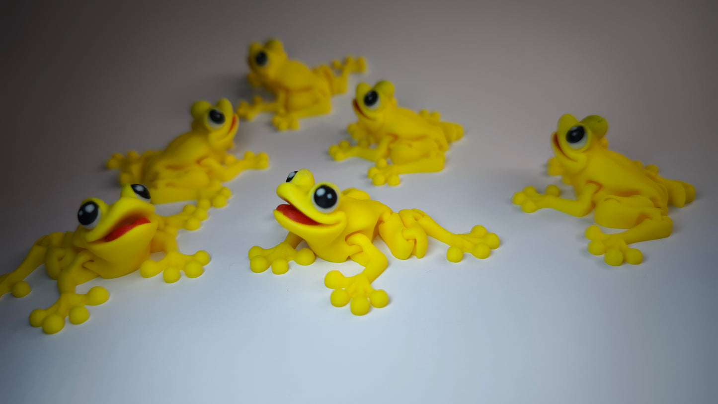 Franz der Flexi-Frosch – kompakter 3D-gedruckter Schlüsselanhänger, gelb