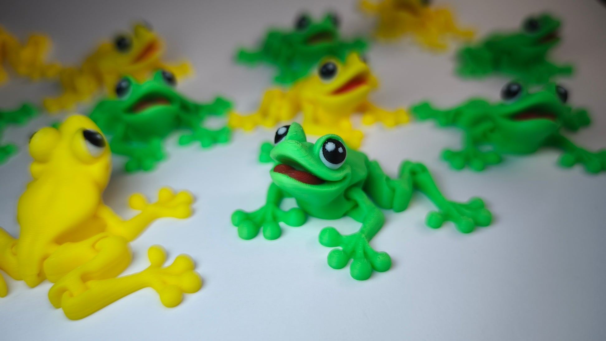 Flexi-Frosch Hans – Schlüsselanhänger, grün, 3D-gedruckt aus PLA