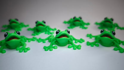 Flexi-Frosch Hans – Vorderansicht, PLA-Figur mit beweglichen Gliedern
