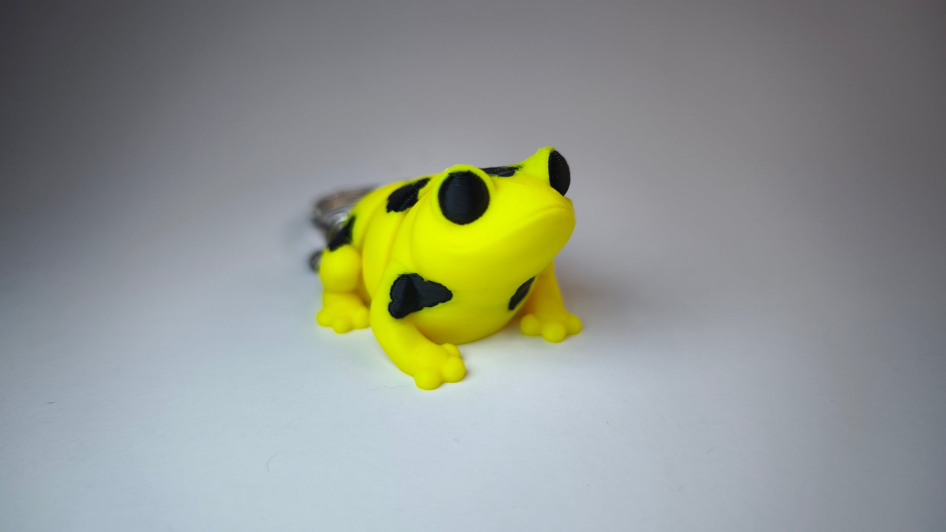 Flexi-Frosch Klecksi – Schlüsselanhänger mit Metallkette, 3D-gedruckt