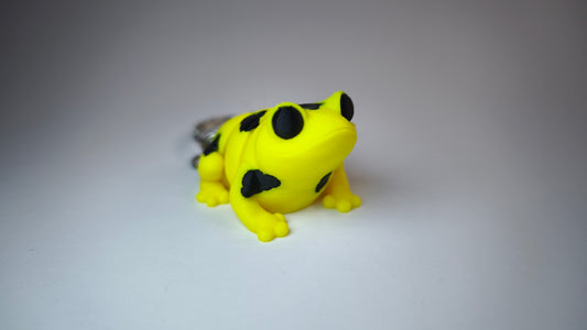 Flexi-Frosch Klecksi – Schlüsselanhänger mit Metallkette, 3D-gedruckt