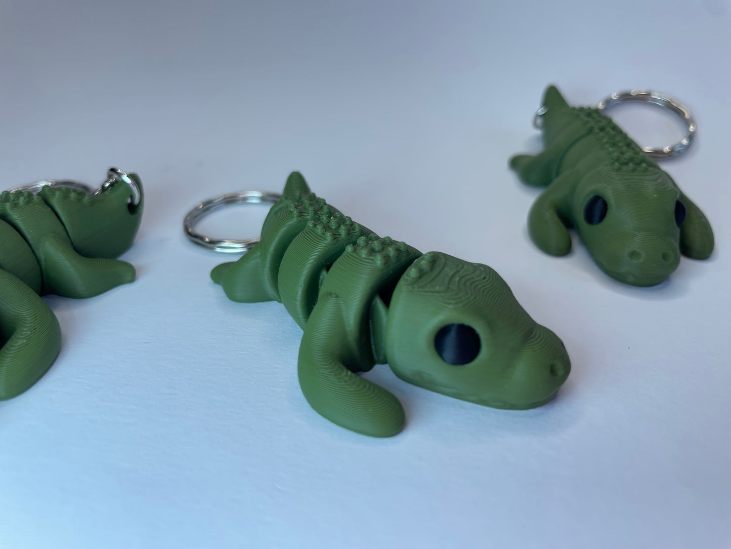 Flexi-Krokodil Rocco als 3D-gedruckter Schlüsselanhänger in grün