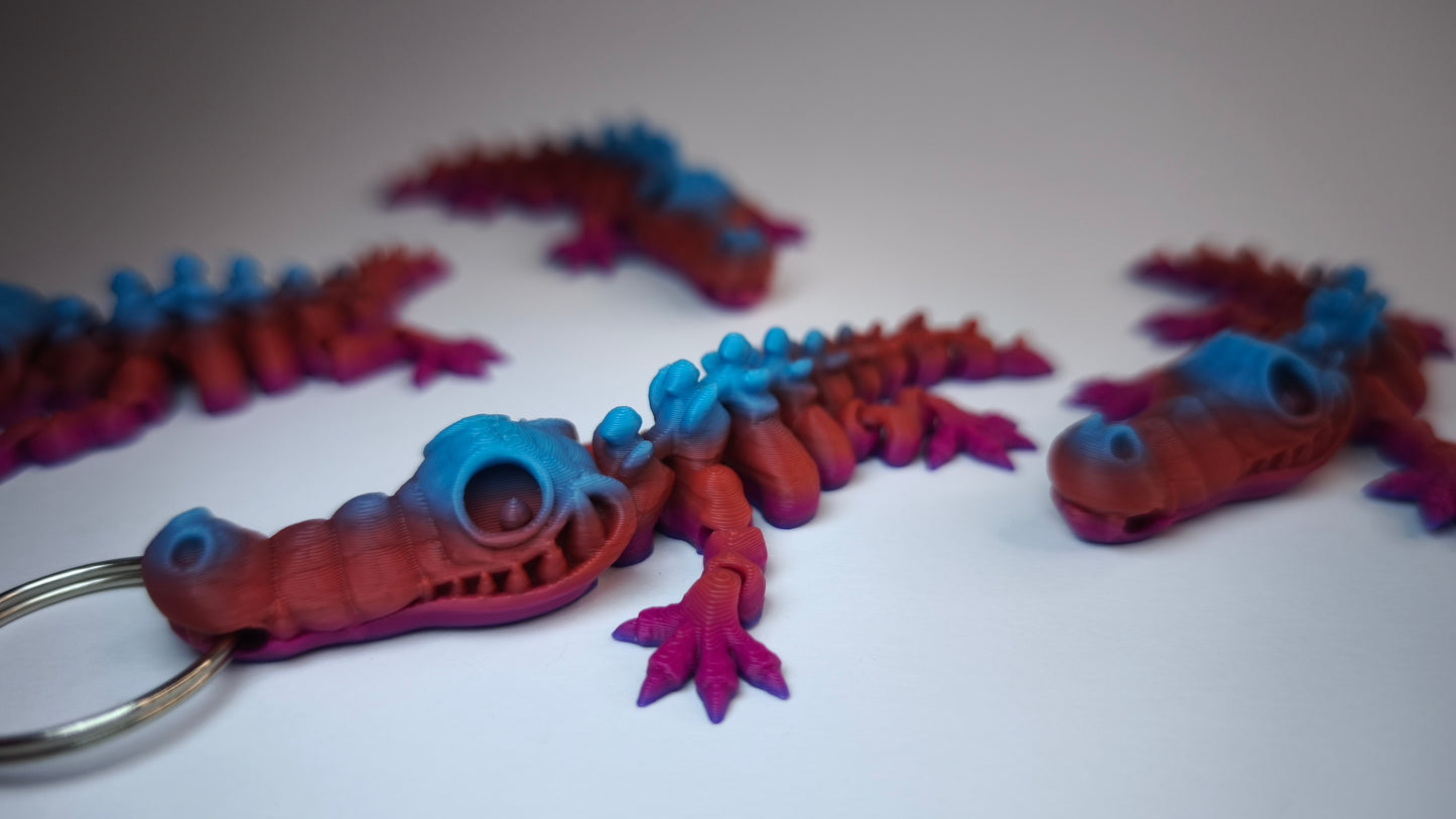 Flexi-Krokodilskelett Kroko als 3D-gedruckter Schlüsselanhänger
