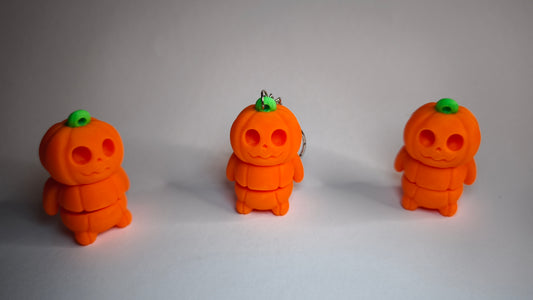 Flexi-Kürbis Kubi – 3D-gedruckter Schlüsselanhänger aus PLA, beweglich (orange)