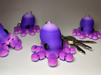 Flexi-Oktopus Jally mit Regenbogenfarbverlauf als 3D-gedruckter Schlüsselanhänger