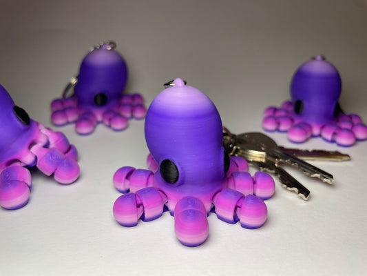 Flexi-Oktopus Jally mit Regenbogenfarbverlauf als 3D-gedruckter Schlüsselanhänger