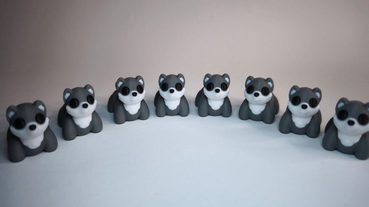 Wolfi der Flexi-Wolf – bewegliche Figur in Grau/Weiß, 3D-gedruckt