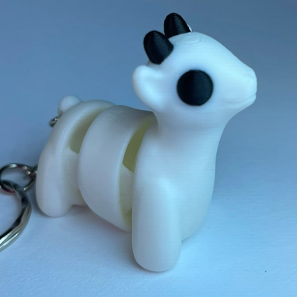 Flexi-Ziege Helga als 3D-gedruckter Schlüsselanhänger in Weiß