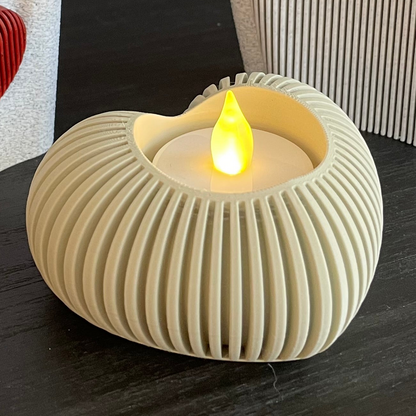 Herz-Teelichhalter geriffelt | NUR für LED-Teelichtkerze geeignet! | Moderne Minimalistisches Teelich-Herz | Valentinstag-Deko