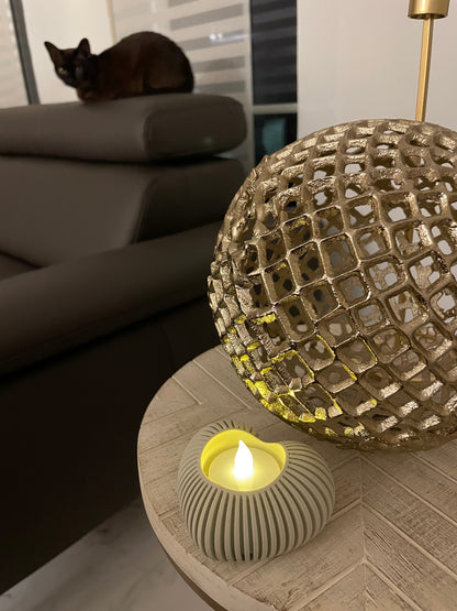 Herz-Teelichhalter geriffelt | NUR für LED-Teelichtkerze geeignet! | Moderne Minimalistisches Teelich-Herz | Valentinstag-Deko