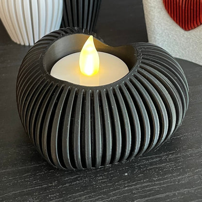 Herz-Teelichhalter geriffelt | NUR für LED-Teelichtkerze geeignet! | Moderne Minimalistisches Teelich-Herz | Valentinstag-Deko