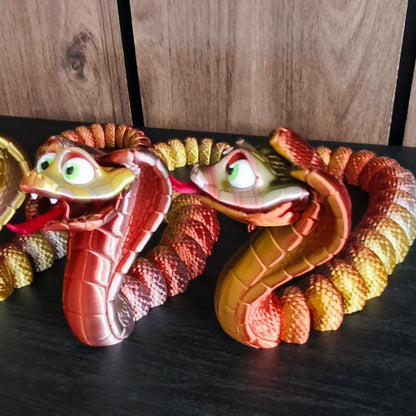 King Kobra – vollbewegliche 3D-gedruckte Schlangenfigur aus Silk PLA, ca. 38 cm gestreckt, Tricolor Metallic-Effekt, von 3DruckAS