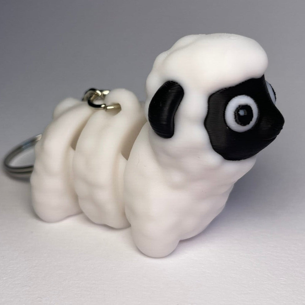 Lotte Schaf – weiß-schwarzer 3D-Schlüsselanhänger Figur · 3DruckAS