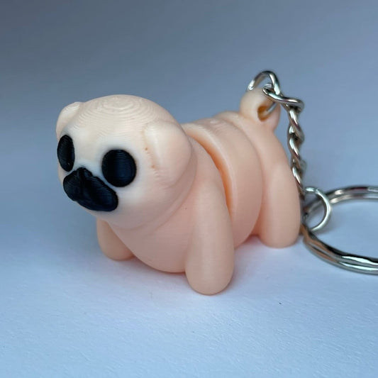 Detail Mopsi – Mops Figur als Schlüsselanhänger mit Kette