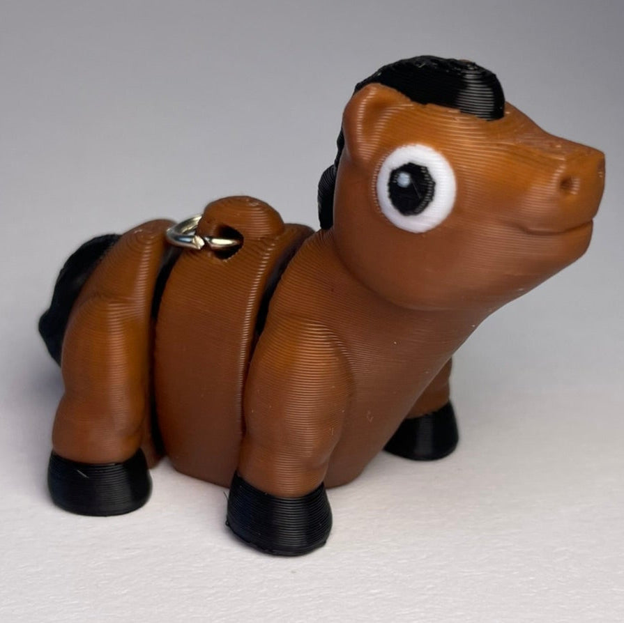 Flexi-Pferd Moritz – brauner Schlüsselanhänger aus PLA · 3DruckAS