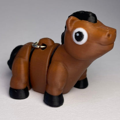 Flexi-Pferd Moritz – brauner Schlüsselanhänger aus PLA · 3DruckAS