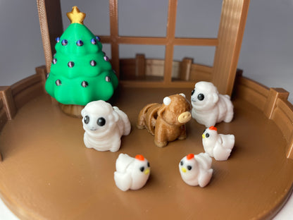 PLA-Weihnachtskrippe mit flexiblen Mini-Figuren und weichen Fidget-Formen.