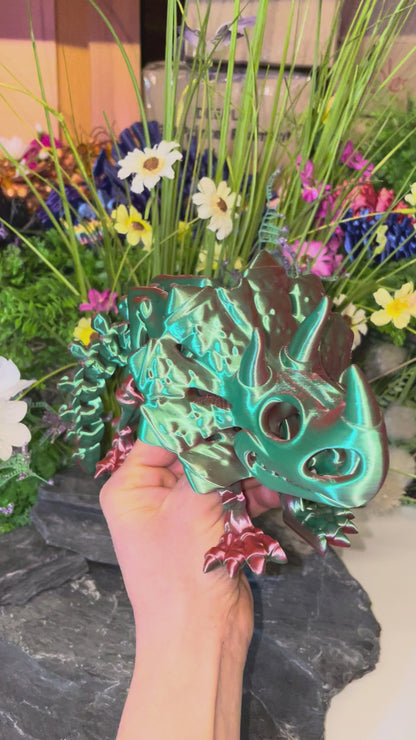 Triceratops (groß, ca. 13,5 cm) Flexi-Skelett, 3D-gedrucktes bewegliches Skelett Dino aus Silk-PLA/PLA, Fidget Figur, viele Farbvariationen zur Auswahl