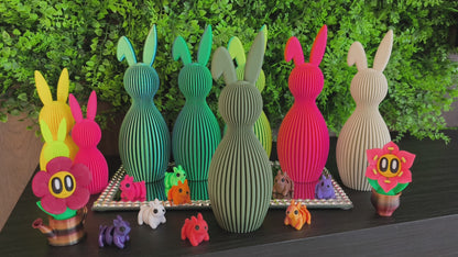 Häschen-Deko-Geriffelt mit abgeknicktem Ohr ca. 21,5 cm - Moderne Minimalistische Osterdeko | Osterhasen-Deko | Ostern