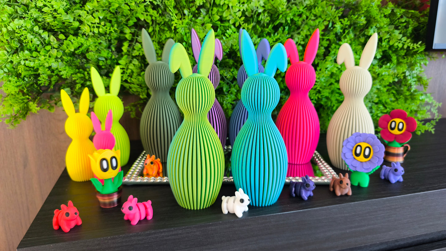 Häschen-Deko-Geriffelt mit abgeknicktem Ohr ca. 21,5 cm - Moderne Minimalistische Osterdeko | Osterhasen-Deko | Ostern