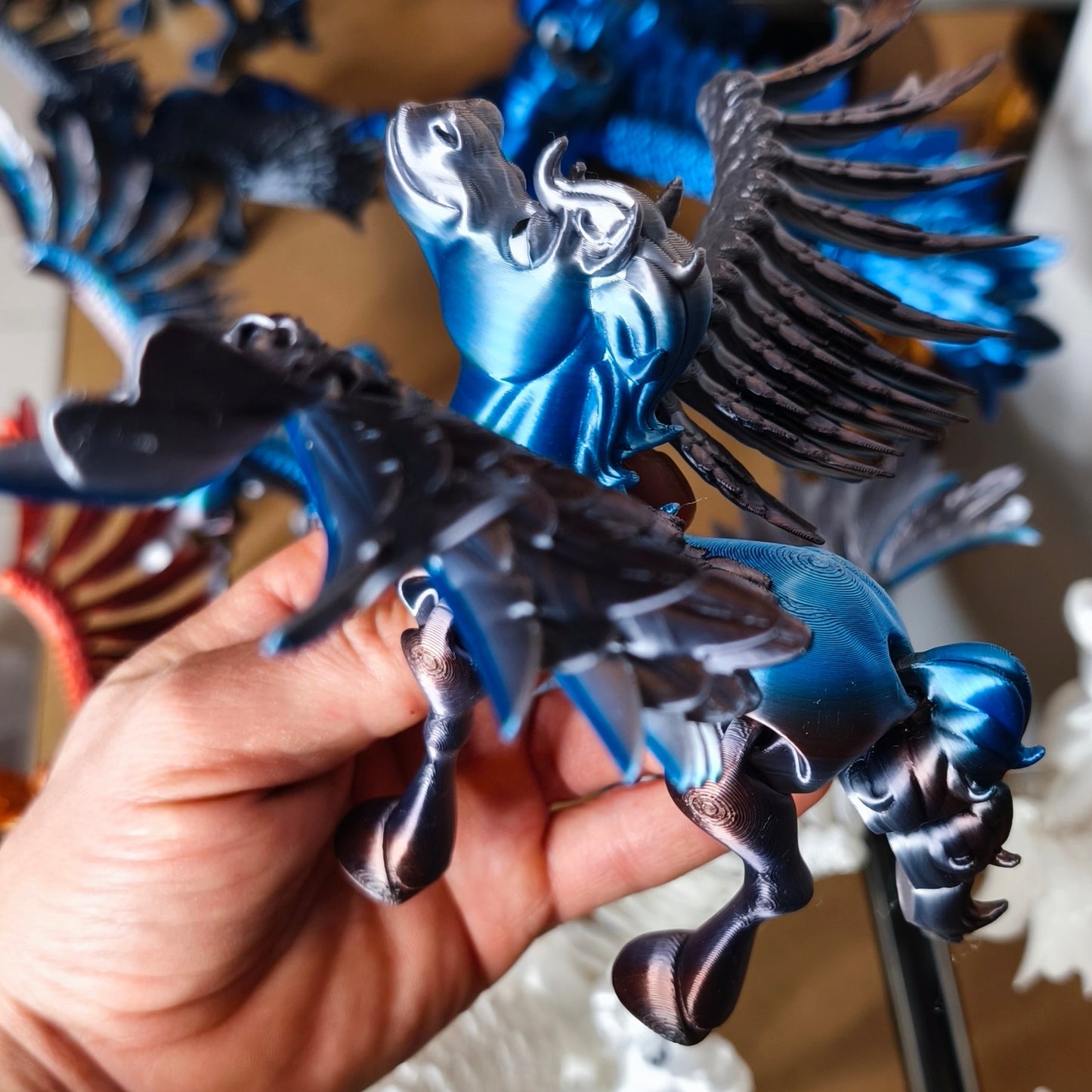 Pegasus | Fliegendes Pferd 🐎 | Schwarz, Gold/Silber, Kupfer/Messing | 3D-Druck