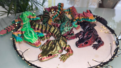 Flexi Skelett Drache – 3D-gedruckte bewegliche Drachenfigur aus PLA