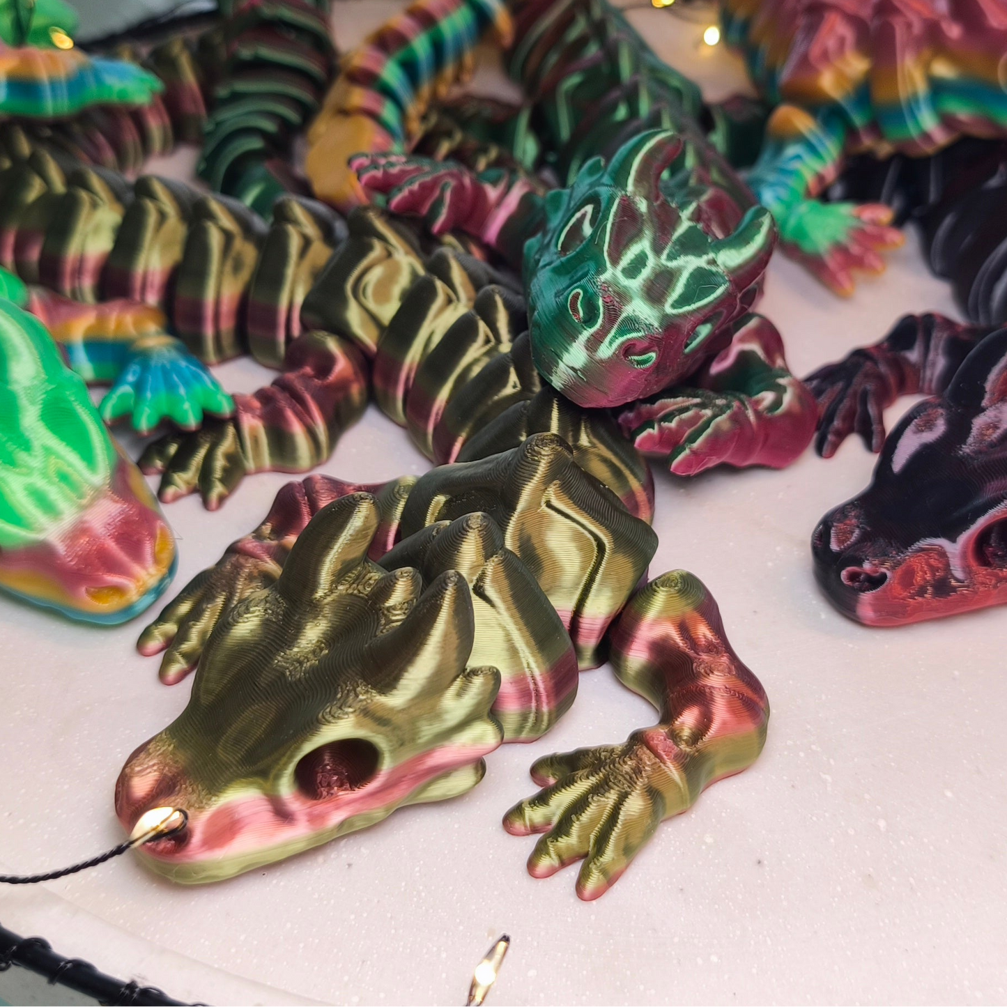 Flexi Skelett Drache – 3D-gedruckte bewegliche Drachenfigur aus PLA