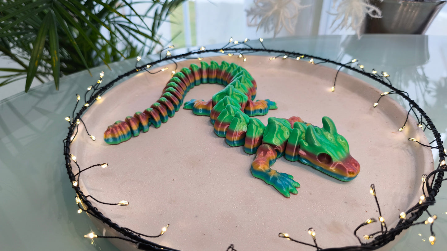 Flexi Skelett Drache – 3D-gedruckte bewegliche Drachenfigur aus PLA