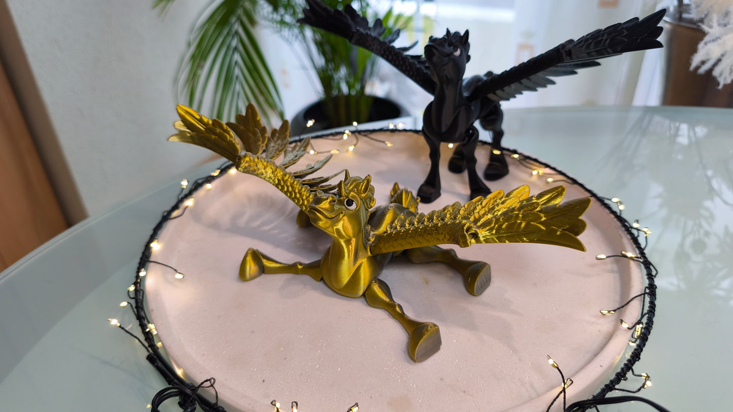 Pegasus | Fliegendes Pferd 🐎 | Schwarz, Gold/Silber, Kupfer/Messing | 3D-Druck