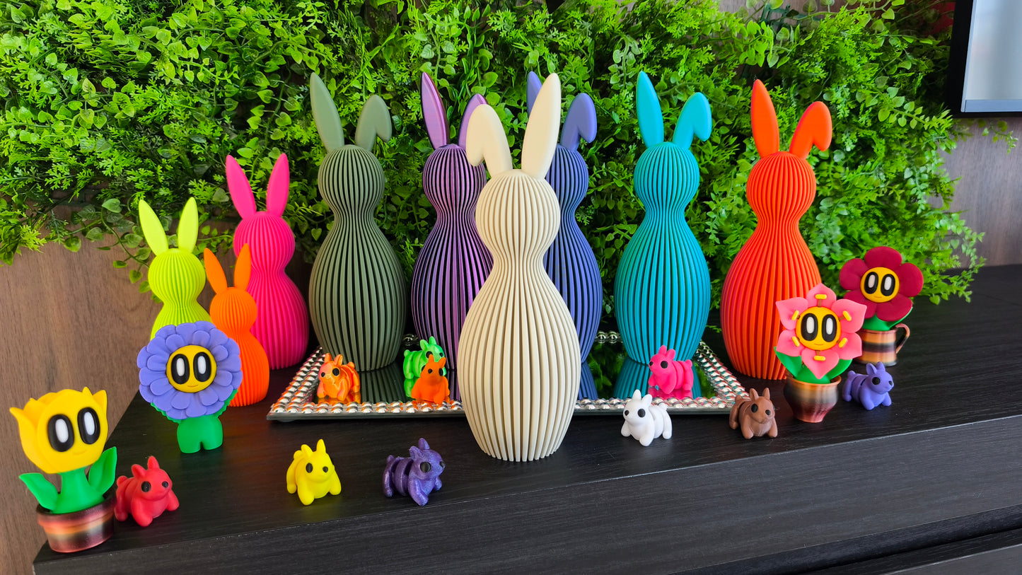 Häschen-Deko-Geriffelt mit abgeknicktem Ohr ca. 21,5 cm - Moderne Minimalistische Osterdeko | Osterhasen-Deko | Ostern