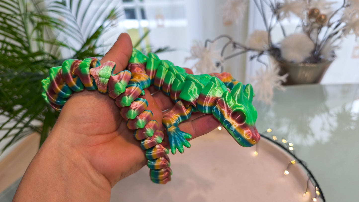 Flexi Skelett Drache – 3D-gedruckte bewegliche Drachenfigur aus PLA