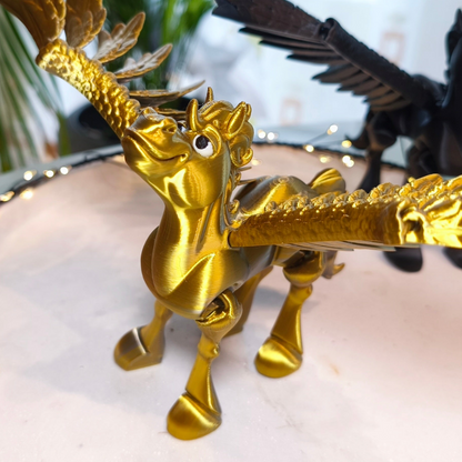Pegasus | Fliegendes Pferd 🐎 | Schwarz, Gold/Silber, Kupfer/Messing | 3D-Druck