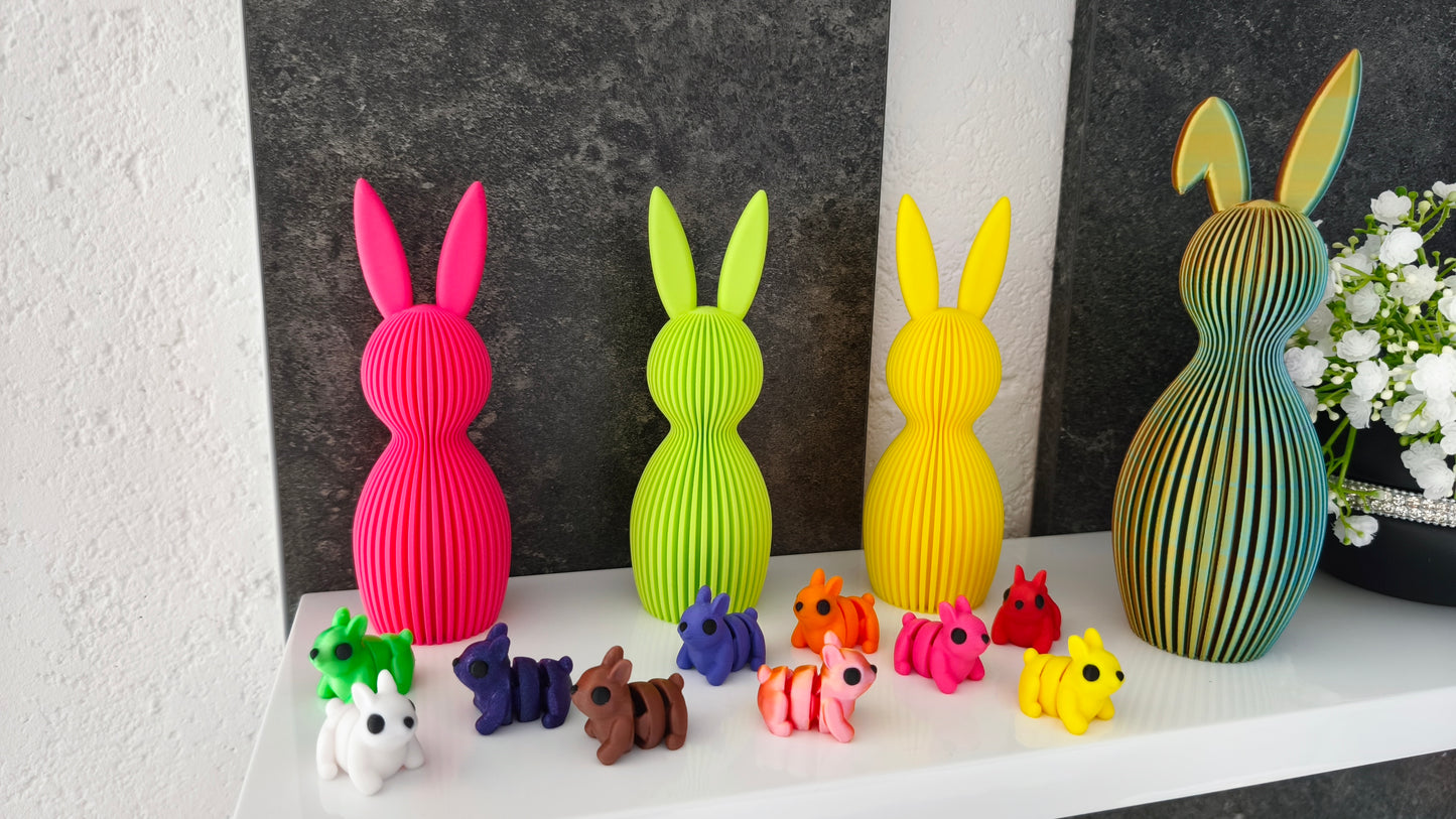 10 kunterbunte Mini Flexi Häschen Figuren | Fidget-Toy | Osterdeko | Ostern | Hasen