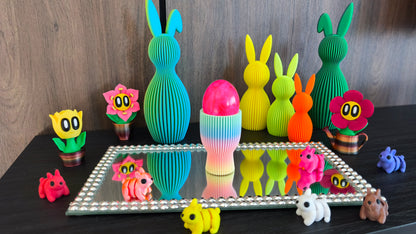 Häschen-Deko-Geriffelt mit abgeknicktem Ohr ca. 21,5 cm - Moderne Minimalistische Osterdeko | Osterhasen-Deko | Ostern