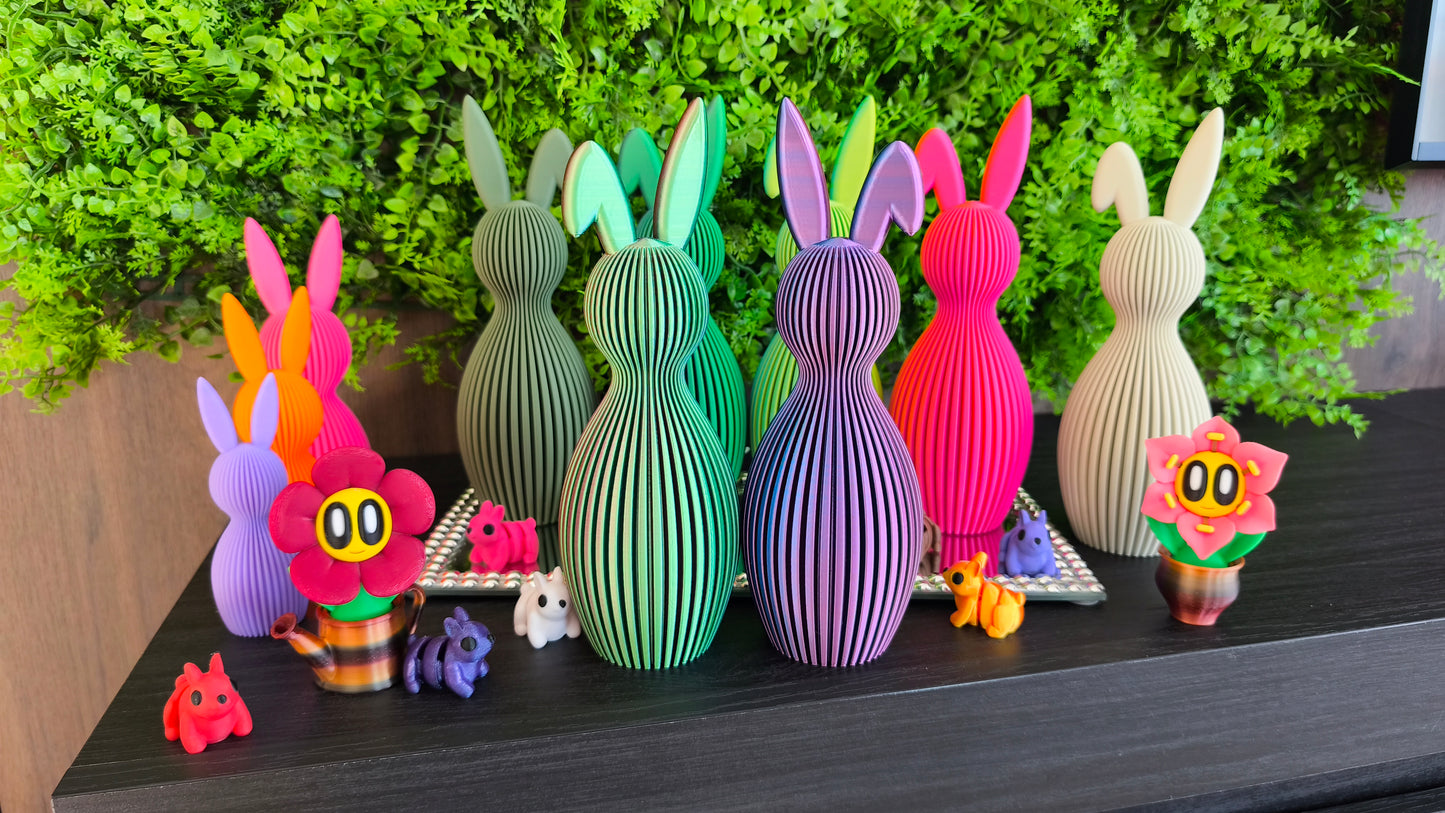 Häschen-Deko-Geriffelt mit abgeknicktem Ohr ca. 21,5 cm - Moderne Minimalistische Osterdeko | Osterhasen-Deko | Ostern