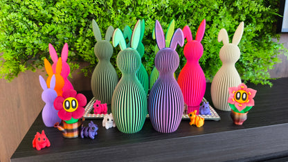 Häschen-Deko-Geriffelt mit abgeknicktem Ohr ca. 21,5 cm - Moderne Minimalistische Osterdeko | Osterhasen-Deko | Ostern