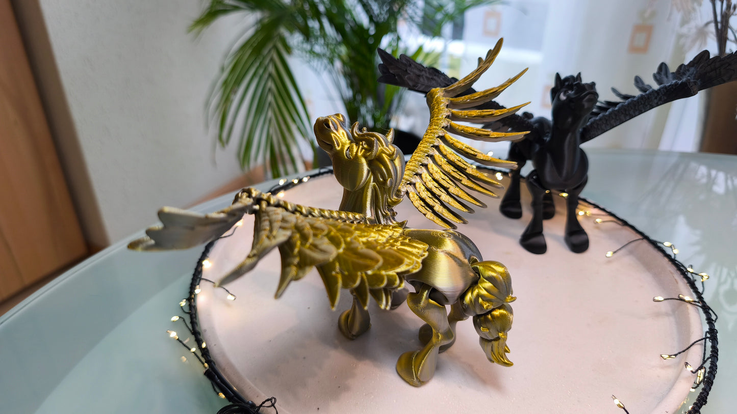 Pegasus | Fliegendes Pferd 🐎 | Schwarz, Gold/Silber, Kupfer/Messing | 3D-Druck