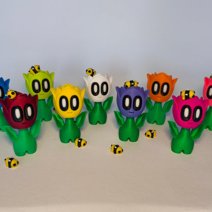 3D-gedruckte Rosenblüte ‚Rosi‘ mit Gesicht als Dekofigur aus PLA