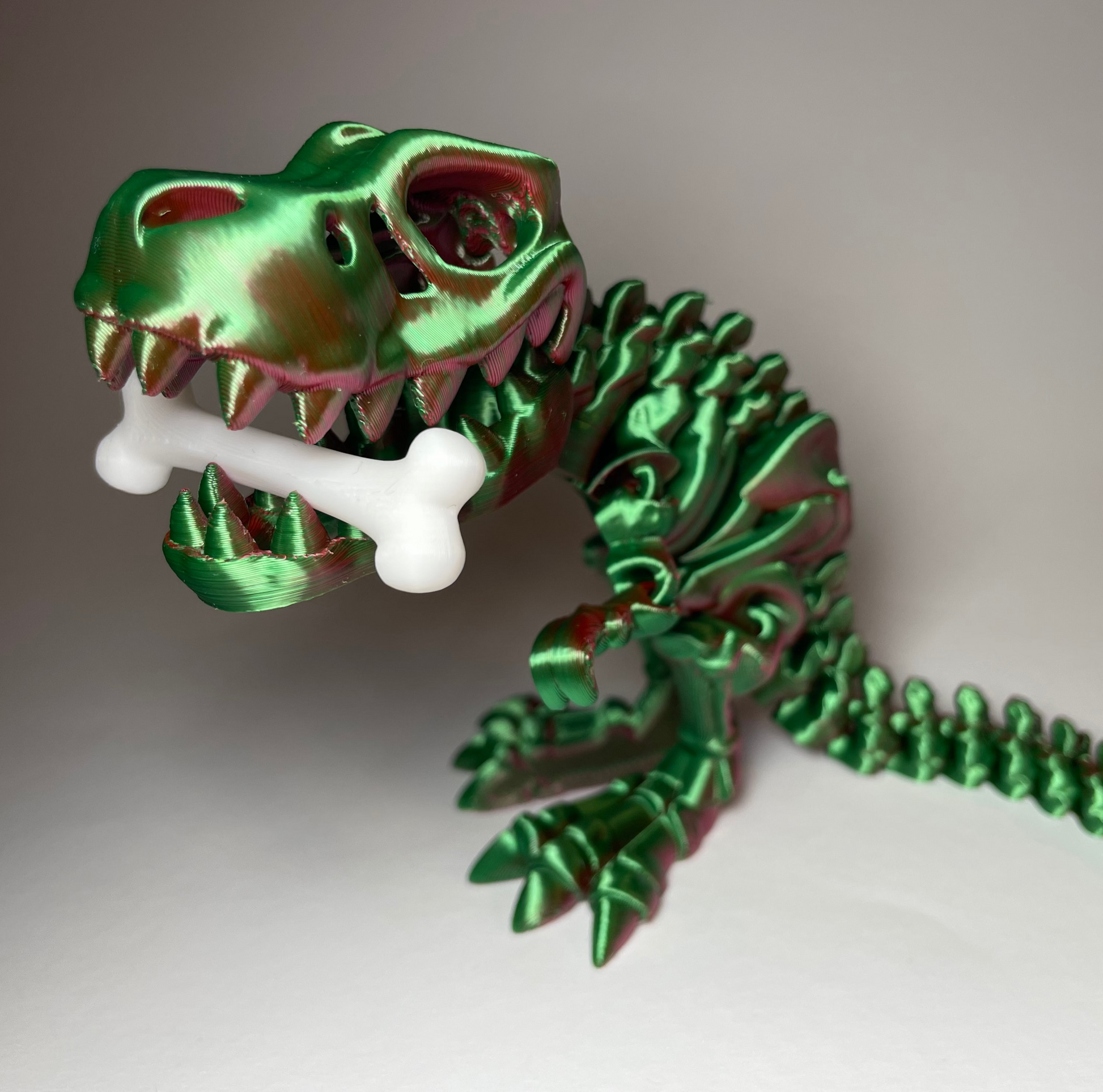 T-Rex Skelettfigur aus PLA – beweglich und detailliert gedruckt