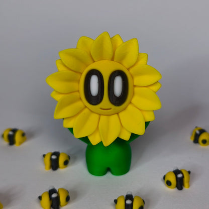 sunny-3d-druck-blume-mit-gesicht in gelb