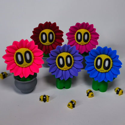 sunny-3d-druck-blume-mit-gesicht in 5 farben