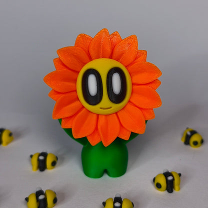 sunny-3d-druck-blume-mit-gesicht in orange