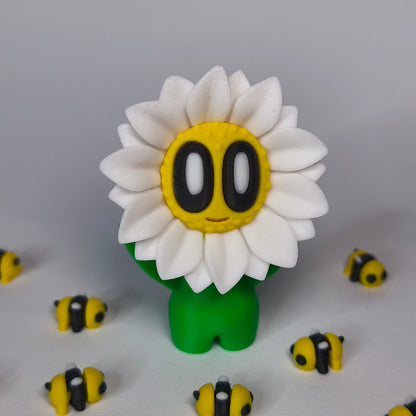 sunny-3d-druck-blume-mit-gesicht in weiß